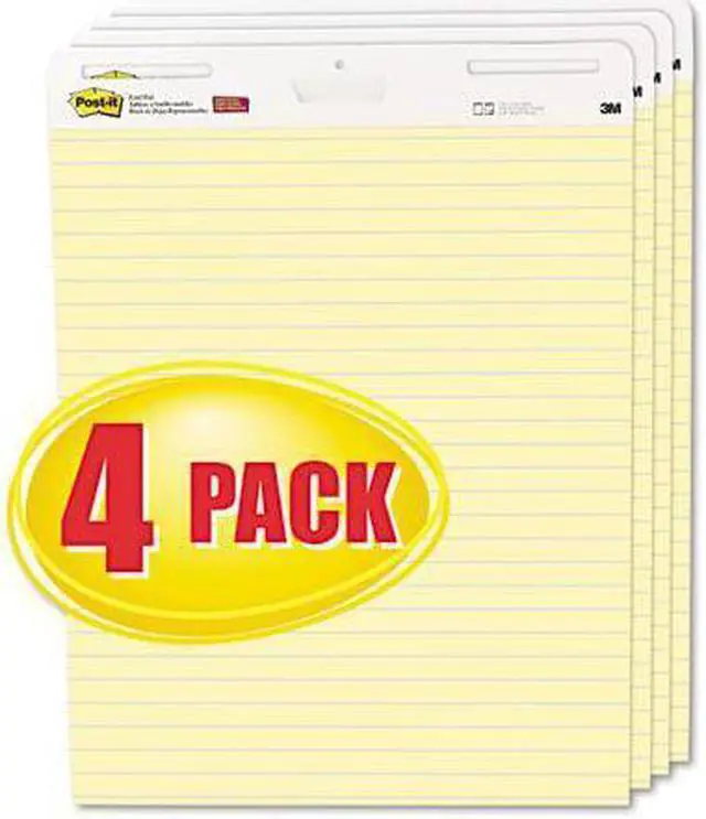 Alt view image 2 of 20 - 3M 561VAD4PK Self-Stick Easel Pads, Ruled, 25 x 30, Yellow, 4 30-Sheet Pads/Carton