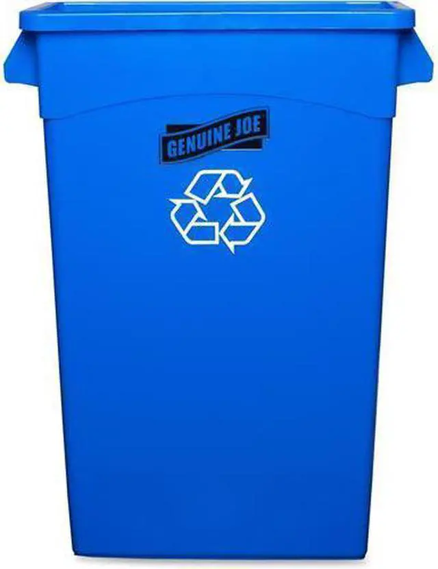 Alt view image 4 of 19 - Genuine Joe Recycling Container 23 Gallon 22-1/2"x11"x30" Blue 57258