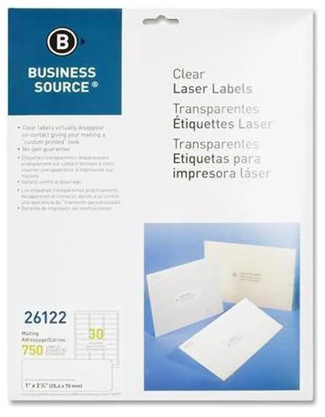 Alt view image 6 of 13 - Business Source 26122 Clear Mailing Label 1" Width x 2.75" Length - 750 / Pack - Laser - Clear