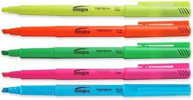 Alt view image 4 of 11 - Integra Pen Style Highlighter Chisel Tip 5 Color/ST Fluorescent AST 36180