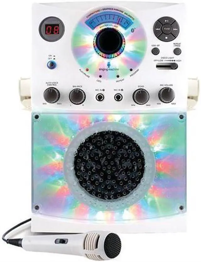 Alt view image 3 of 18 - The Singing Machine(R) Sml385btw Bluetooth(R) Karaoke System With Led Disco Lights & Microphone (White)  15.80In. X 11.1