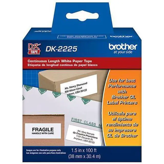 Alt view image 3 of 14 - Continuous Paper Label Tape, 1-1/2" x 100 ft, Black/White DK2225