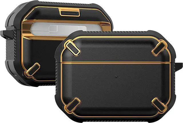 Main image of Premium Protection Heavy Duty Case Cover Anti-Scratch Full-Body Slim and Lightweight for Apple Airpod Charging Case Compatible with Airpod Pro (Black/Gold)