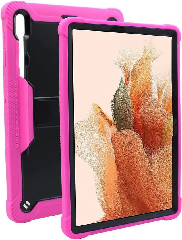 Main image of Galaxy Tab S7 FE Case 12.4 2021 T730, Shockproof Rugged Heavy Duty Protection Cover Kickstand Case for Samsung Galaxy Tab S7 FE 12.4 inch SM-T730 2021 (Guardian Black/Hot Pink)