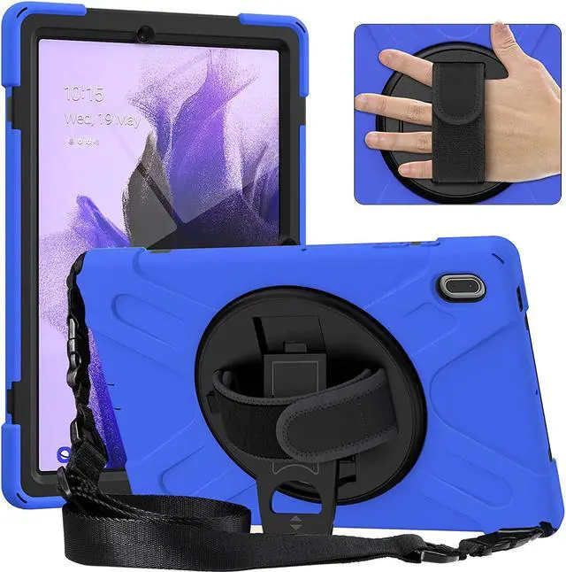 Main image of Galaxy Tab S7 FE SM-T730 Case, Shockproof Heavy Duty Impact Drop Protection Case Cover with Shoulder Strap for Samsung Galaxy Tab S7 FE (2021) T730 (Blue)