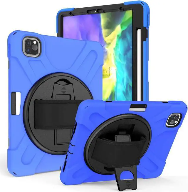 Main image of iPad Pro 11 Case 2018/2020, Shockproof Heavy Duty Case Cover Stand Hand Strap for Apple iPad Pro 11-inch 1st 2nd Gen [Shield Blue]