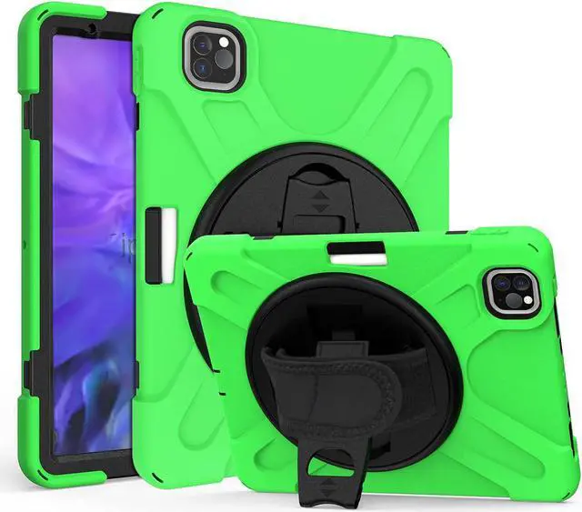 Main image of iPad Pro 11 Case 2018/2020, Shockproof Heavy Duty Case Cover Stand Hand Strap for Apple iPad Pro 11-inch 1st 2nd Gen [Shield Green]