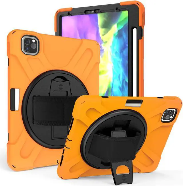 Main image of Shockproof Case Full-Body Heavy Duty Cover Stand with Shatterproof Ceramic Screen Protector for Apple iPad Pro 11 2020 (Orange)