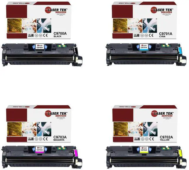 Main image of Laser Tek Services® 4 Pack Replacement HP 121A High Yield Toner Cartridges (C9700A, C9701A, C9702A, C9703A)