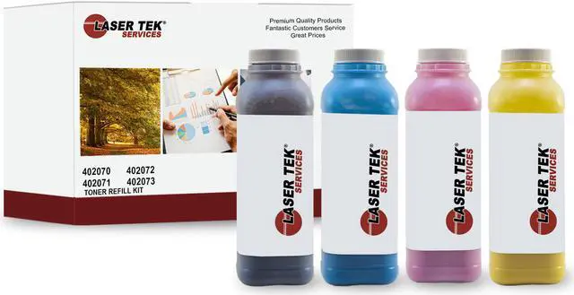 Main image of Laser Tek Services ® 4 Pack Toner Refill for the Ricoh CL-1000 CL1000 C-L800 CL800 SP-210 402070 402071 402072 402073