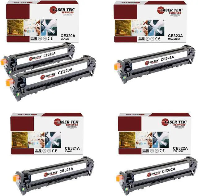 Main image of Laser Tek Services® 5 Pack Replacement HP 128A High Yield Toner Cartridges (2 CE320A, 1 CE321A, 1 CE322A, 1 CE323A)