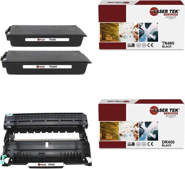 Main image of Laser Tek Services Compatible TN-460 DR-400 Toner Cartridge and Drum Unit Combo Replacement Brother HL1030 1230, DCP1200, Intellifax4100 4100E, MFC8300 Printers (2 TN460, 1 DR400-3 Pack)