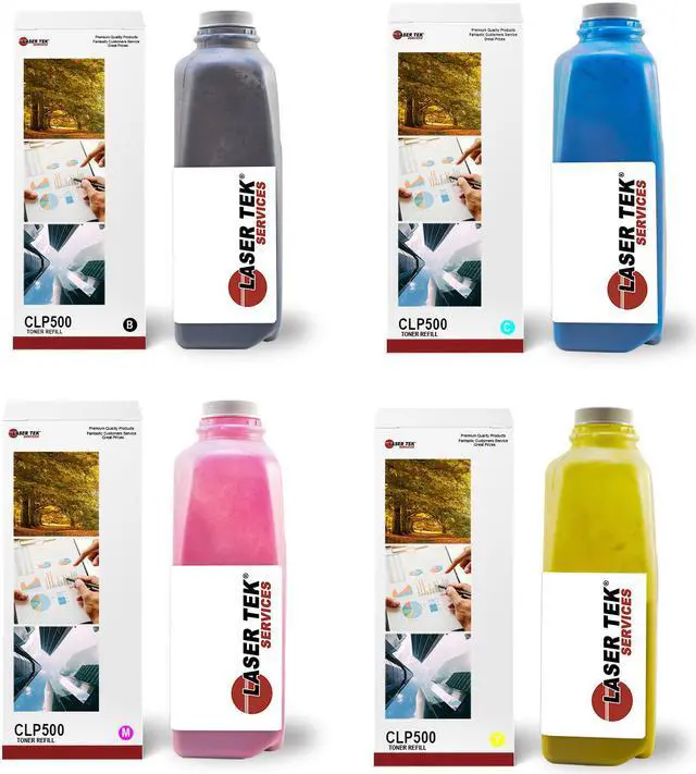 Main image of Laser Tek Services® 4PK Toner Refill Kit for Samsung CLP-500 CLP-500N CLP-550 CLP-550N CLP-500D7K CLP-500D5C CLP-500D5M