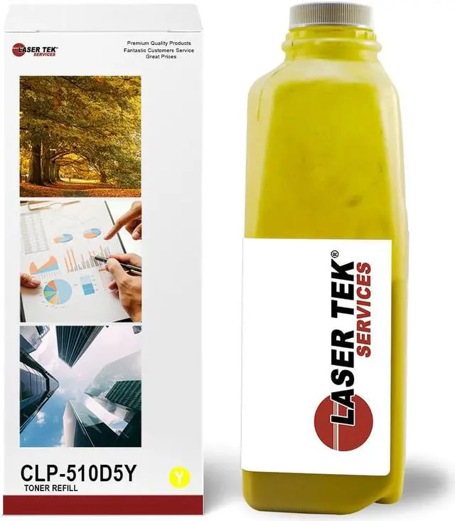 Main image of Laser Tek Services® Yellow Toner Refill Kit with reset chip for the Samsung CLP-510 CLP-510n CLP510 CLP-510D5Y