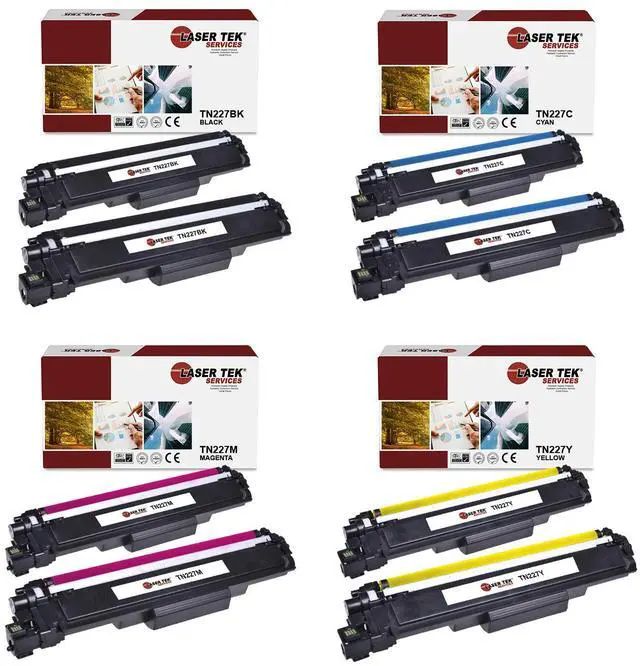 Main image of Laser Tek Services Compatible High Yield Toner Cartridge Replacement for Brother TN-227 Works with Brother HLL3210CW L3230CDW, MFCL3710CW, DCPL3510CDW Printers (Black, Cyan, Magenta, Yellow, 8 Pack)