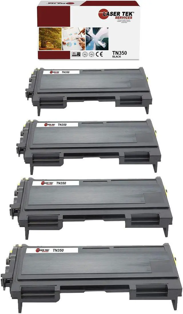 Main image of Laser Tek Services Compatible Toner Cartridge Replacement for Brother TN-350 Works with Brother HL2030 2040, IntelliFax 2820 2910, MFC7420, DCP7010 Printers (Black, 4 Pack) - 2,500 Pages