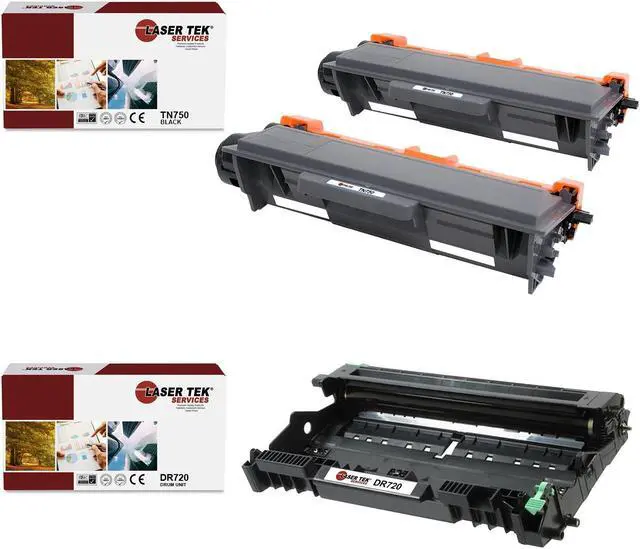 Main image of Laser Tek Services Compatible Toner Cartridge and Drum Unit Replacement for Brother TN-750 DR-720 Works with Brother HL5440D 5450DN, MFC8510DN, DCP8110DN Printers (2 TN750, 1 DR720) - 3 Pack