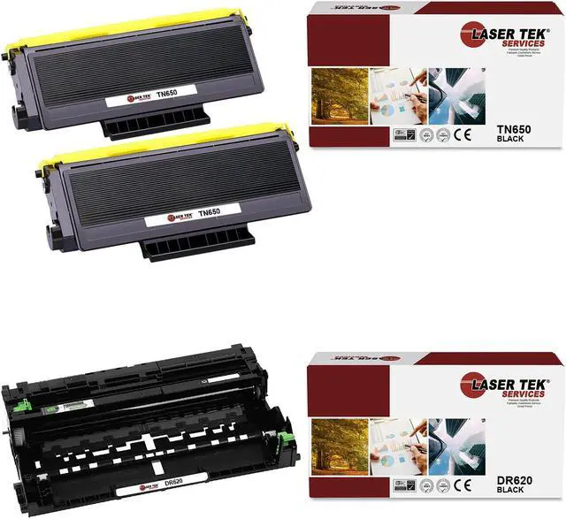 Main image of Laser Tek Services Compatible Toner Cartridge and Drum Unit Replacement for Brother TN-650 DR-620 Works with Brother DCP8080DN, HL5340D 5370DW, MFC8480DN Printers (2 TN650, 1 DR620) - 3 Pack