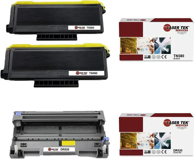 Main image of Laser Tek Services Compatible Toner Cartridge and Drum Unit Replacement for Brother TN-580 DR-520 Worls with Brother DCP8060, HL5240 5250, MFC8460N 8660DN Printers (2 Toner, 1 Drum, 3 Pack)