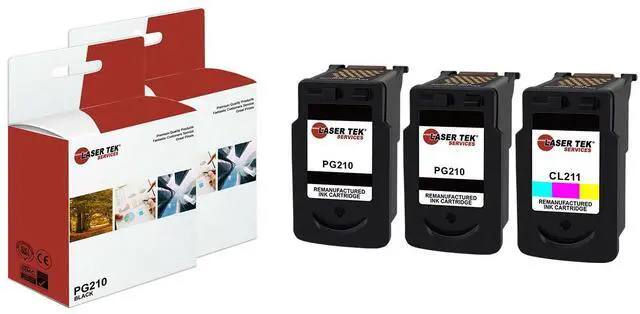 Main image of Laser Tek Services Compatible High Yield Ink Cartridge Replacement for Canon PG-210 CL-211 Works with Canon Pixma iP2700 iP2702, MP240 MP280, MX320 MX340 Printers (Black, Tri-Color, 3 Pack)