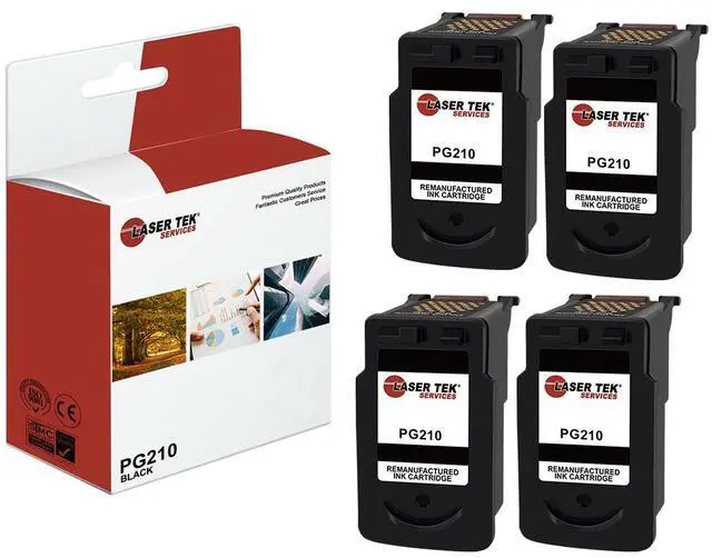 Main image of Laser Tek Services Compatible High Yield Ink Cartridge Replacement for Canon PG-210 PG210 Works with Canon Pixma iP2700 iP2702, MP240 MP280, MX320 MX340 Printers (Black, 4 Pack) - 400 Pages