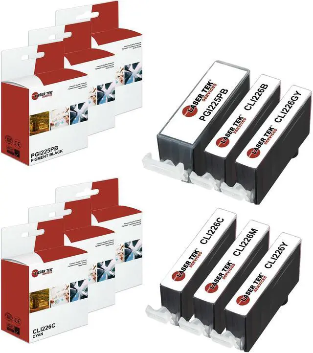 Main image of Laser Tek Services® 6 Pack of Canon compatible PGI-225 and CLI-226 inks. (1BK,1k,1C,1M,1Y,1Gy)
