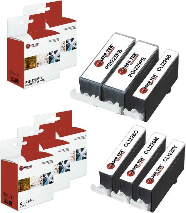 Main image of Laser Tek Services® 6 Pack of Canon compatible PGI-225 and CLI-226 inks. (2BK,1k,1C,1M,1Y)