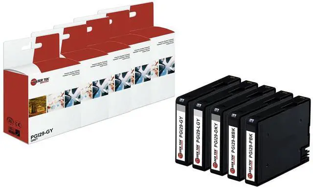 Main image of Laser Tek Services Compatible High Yield Ink Cartridge Replacement for Canon PGI-29 Works with Canon Lucia PGI-29, Pixma PRO-1 Printers (Matte Black, Photo Black, Light Grey, Grey, Dark Grey, 5 Pack)