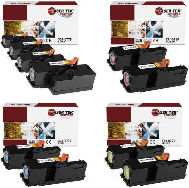 Main image of Laser Tek Services Compatible Toner Cartridge Replacement for Dell 1250 331-0778 331-0777 331-0780 331-0779 Works with Dell 1250C 1350CNW 1355CN Printers (Black, Cyan, Magenta, Yellow, 10 Pack)