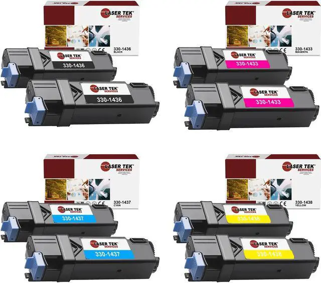 Main image of Laser Tek Services Compatible Toner Cartridge Replacement for Dell 2130 330-1436 330-1437 330-1433 330-1438 Works with Dell 2130CN 2135CN Printers (Black, Cyan, Magenta, Yellow, 8 Pack)