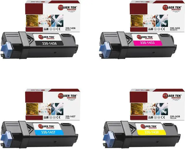 Main image of Laser Tek Services Compatible Toner Cartridge Replacement for Dell 2130 330-1436 330-1437 330-1433 330-1438 Works with Dell 2130CN 2135CN Printers (Black, Cyan, Magenta, Yellow, 4 Pack)
