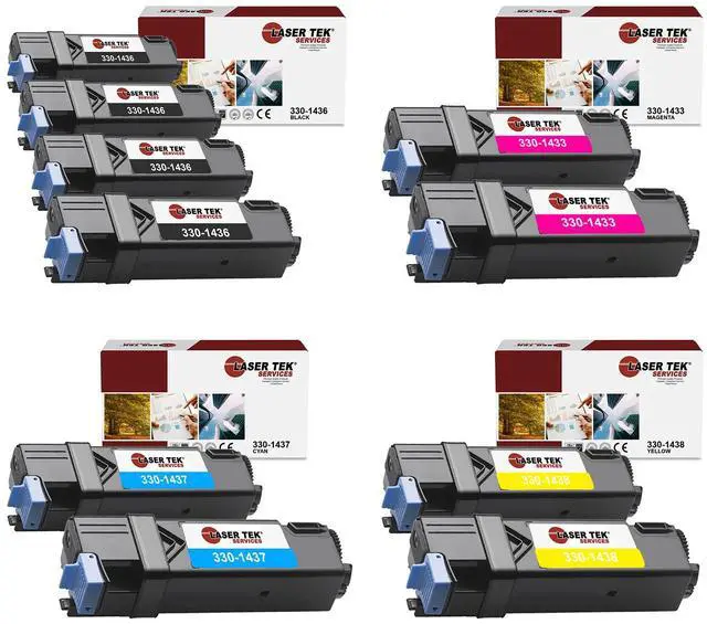 Main image of Laser Tek Services Compatible Toner Cartridge Replacement for Dell 2130 330-1436 330-1437 330-1433 330-1438 Works with Dell 2130CN 2135CN Printers (Black, Cyan, Magenta, Yellow, 10 Pack)