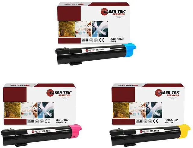 Main image of Laser Tek Services Compatible Toner Cartridge Replacement for Dell 5130 330-5850 330-5843 330-5852 Works with Dell 5130CDN Printers (Cyan, Magenta, Yellow,3 Pack)