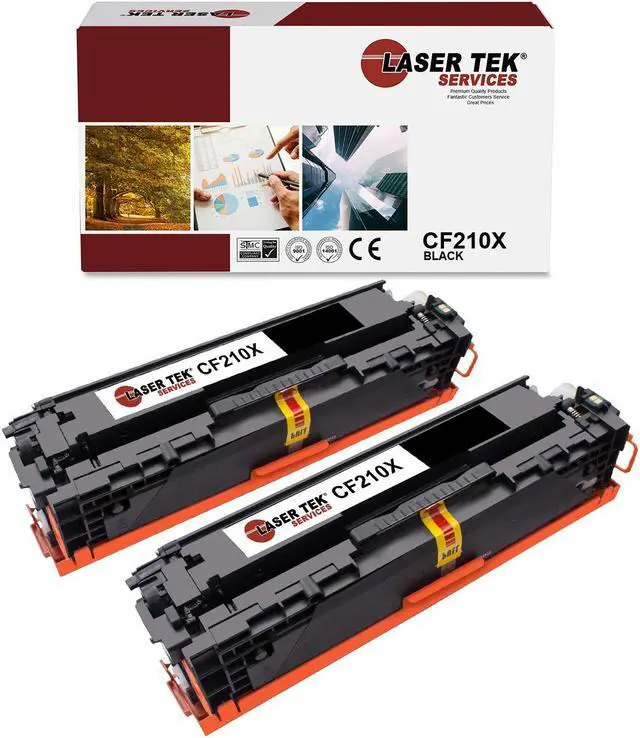 Main image of Laser Tek Services Compatible High Yield Toner Cartridge Replacement for HP 131X CF210X Works with HP Laserjet Pro 200 Color M251n M276n Printers (Black, 2 Pack) - 2,400 Pages