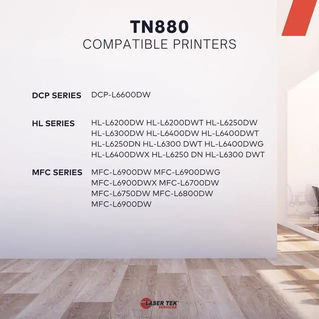 Alt view image 2 of 5 - Laser Tek Services Compatible High Yield Toner Cartridge Replacement for Brother TN-880 Works with Brother HLL6200DW L6200DWT, MFCL6700DW Printers (Black, 4 Pack) - 12,000 Pages