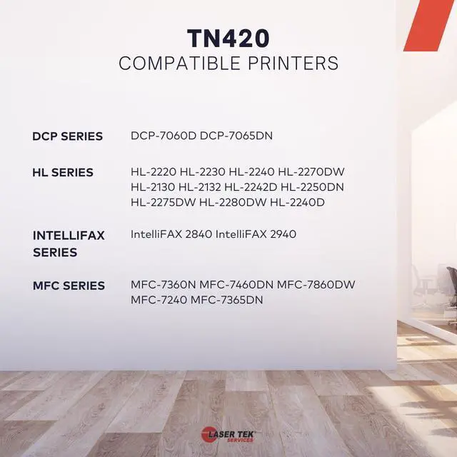 Alt view image 2 of 5 - 2Pk LTS TN-420 Black Compatible for Brother HL2220 2230, MFC7240 Toner Cartridge