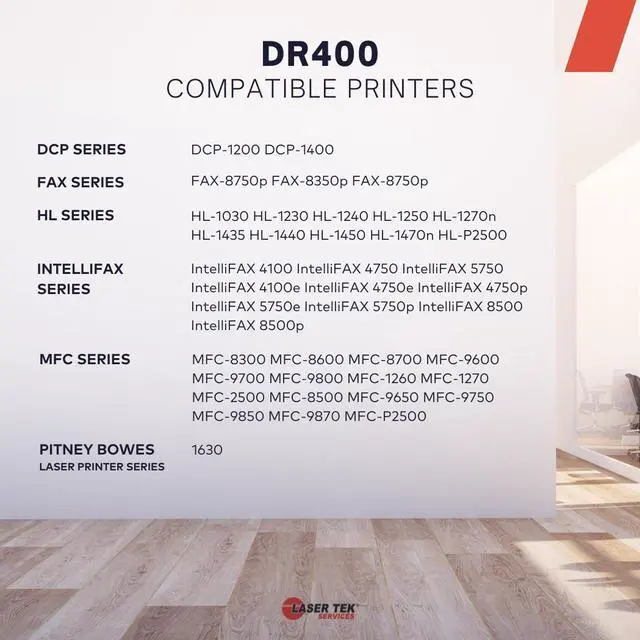 Alt view image 2 of 2 - Laser Tek Services Compatible Drum Unit Replacement for Brother DR-400 DR400 Works with Brother 1030 1230 1240, DCP120, MFC1260 1270 Printers (Black, 2 Pack) - 20,000 Pages