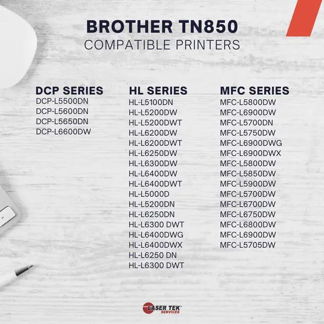 Alt view image 2 of 5 - Laser Tek Services Compatible Toner Cartridge Replacement for Brother TN-850 Works with Brother DCPL5500DN, HLL5000D L5100DN, MFCL5700DW Printers (Black, 12 Pack) - 8,000 Pages