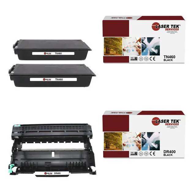 Alt view image 2 of 2 - Laser Tek Services Compatible TN-460 DR-400 Toner Cartridge and Drum Unit Combo Replacement Brother HL1030 1230, DCP1200, Intellifax4100 4100E, MFC8300 Printers (2 TN460, 1 DR400-3 Pack)