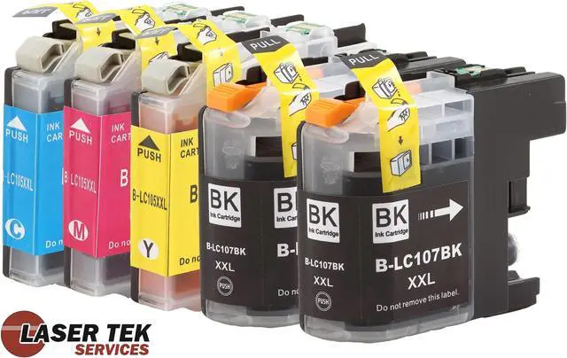 Alt view image 6 of 11 - Brother LC107 and LC105 5-Set Compatible Super High Yield Ink Cartridges (2BK, 1C, 1M, 1Y) MFC-J4310DW MFC-J4410DW