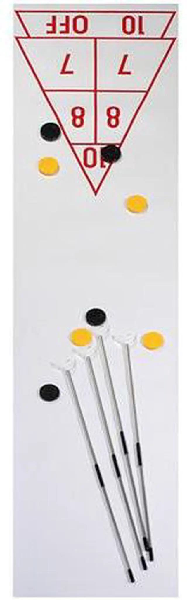 Alt view image 2 of 16 - Champion Sports SBA20 Economy Shuffleboard Set - 15-ft Court - Four 51" Cues - Eight Discs