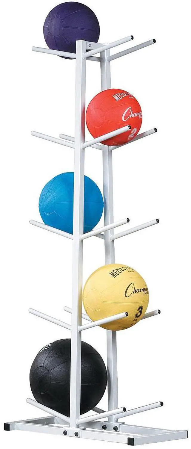 Alt view image 2 of 3 - Champion Sports MBR2 Double Medicine Ball Tree - 12" x 23" x 51" - White