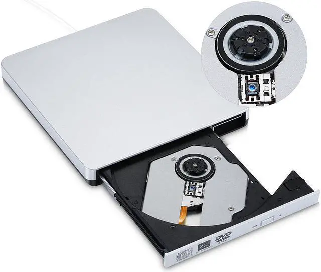 Alt view image 2 of 8 - Patazon CD/DVD-RW Burner Writer External Hard Drive CD/DVD Drive with USB2.0 Cable for Apple Macbook, Macbook Pro, Macbook Air or other Laptop/Desktops-Silvery