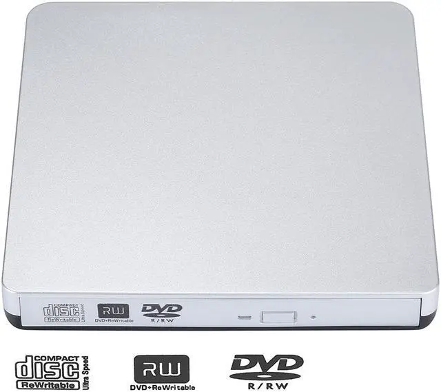Alt view image 3 of 8 - Patazon CD/DVD-RW Burner Writer External Hard Drive CD/DVD Drive with USB2.0 Cable for Apple Macbook, Macbook Pro, Macbook Air or other Laptop/Desktops-Silvery