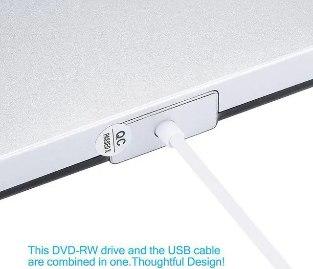 Alt view image 4 of 8 - Patazon CD/DVD-RW Burner Writer External Hard Drive CD/DVD Drive with USB2.0 Cable for Apple Macbook, Macbook Pro, Macbook Air or other Laptop/Desktops-Silvery