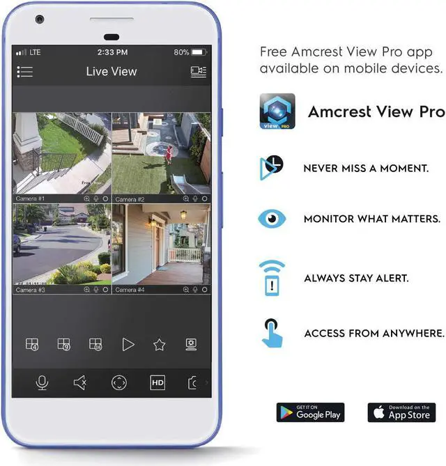 Alt view image 4 of 6 - Amcrest UltraHD 4K (8MP) Outdoor Bullet POE IP Camera, 3840x2160, 98ft NightVision, 2.8mm Lens, IP67 Weatherproof, MicroSD Recording, White (IP8M-2496EW-V2) (Refurbished)