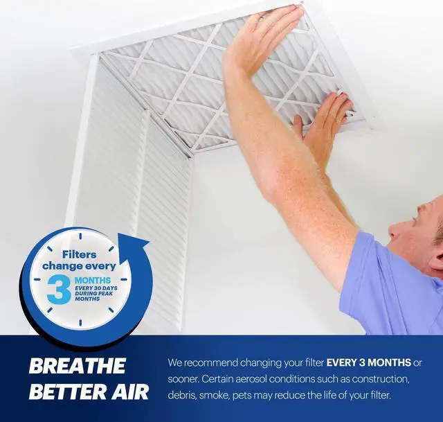 Alt view image 6 of 7 - BNX 20x25x1 MERV 13 Air Filter 4 Pack - MADE IN USA - Electrostatic Pleated Air Conditioner HVAC AC Furnace Filters - Removes Pollen, Mold, Bacteria