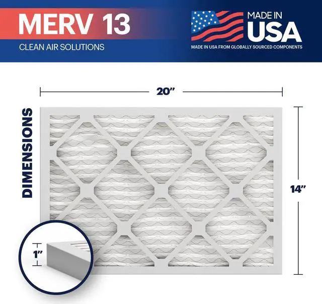 Alt view image 2 of 6 - BNX 14x20x1 MERV 13 Air Filter 4 Pack - MADE IN USA - Electrostatic Pleated Air Conditioner HVAC AC Furnace Filters - Removes Pollen, Mold, Bacteria