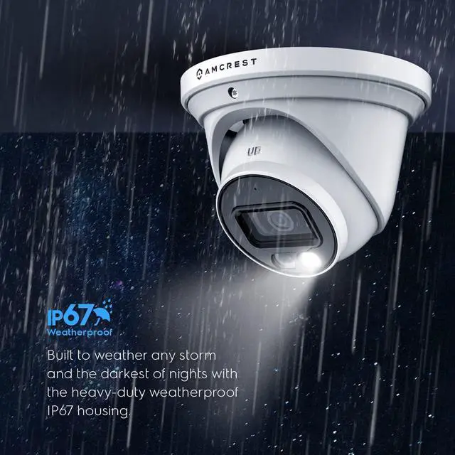 Alt view image 7 of 8 - Amcrest 4K Night Color AI Turret IP PoE Camera 49ft Full Color Nightvision, Security IP Camera, Built-in Microphone, Human Detection, Perimeter Protection, 129° FOV, 4K@15fps IP8M-2779EW-AI (White)