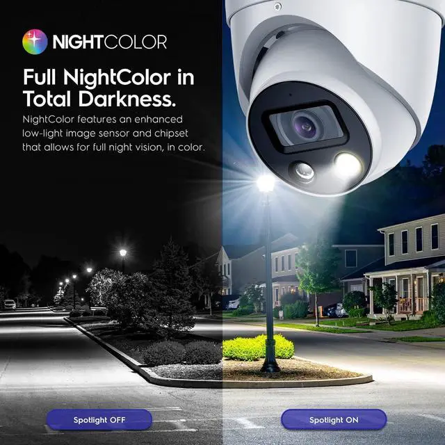 Alt view image 5 of 8 - Amcrest UltraHD 4K (8MP) IP POE AI Camera, 4K @30fps, 98ft Night Color Vision F1.0, Security Outdoor Turret Camera, Vehicle & Human Detection, Active Deterrents, Two-Way Audio, IP8M-DT3949EW-3AI